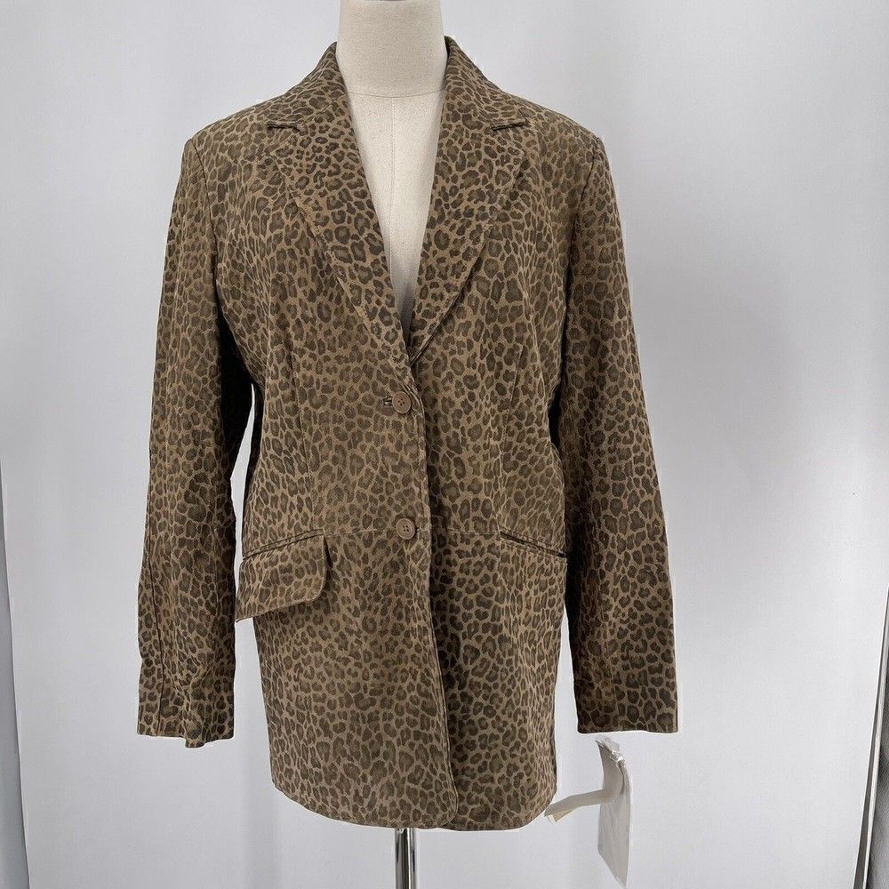 Pamela McCoy Collections Genuine Suede Leather Jacket/Blazer Cheetah Women’s M